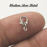 20 PCS RHODIUM SILVER PLATED 10 MM LOBSTER CLASPS FOR JEWELLERY MAKING
