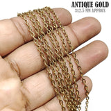 3x2.5mm Antique Gold Iron Alloy Anchor Chain – 2 Pieces Pack (80–85 cm Each) | DIY Jewelry Making Chain