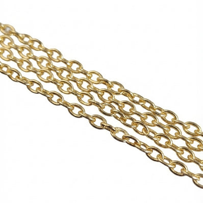 4x3mm Lite Gold Iron Alloy Chain – 2 Pieces Pack (80–85 cm Each) | Jewelry Making DIY Chain