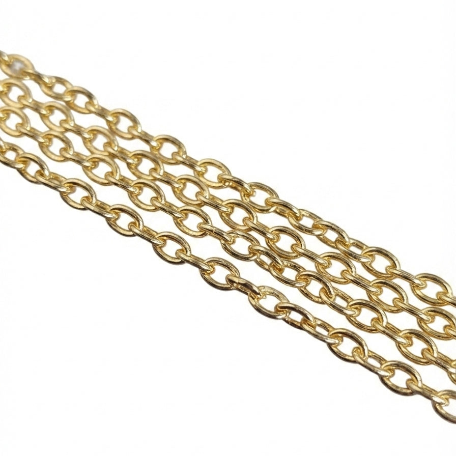 4x3mm Lite Gold Iron Alloy Chain – 2 Pieces Pack (80–85 cm Each) | Jewelry Making DIY Chain