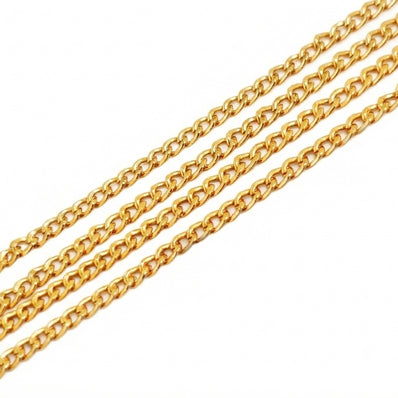 2.5mm Gold Polished Iron Alloy Chain – 2 Pieces Pack (80–85 cm Each) | DIY Jewelry Making Chain