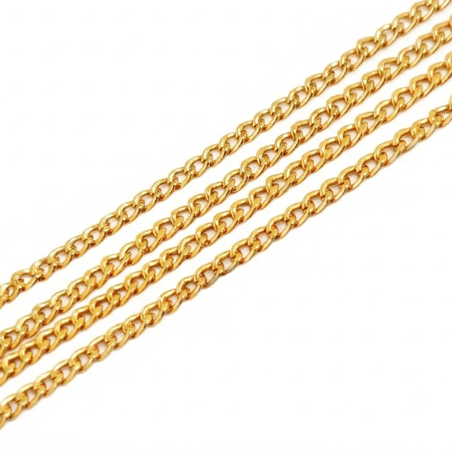 2.5mm Gold Polished Iron Alloy Chain – 2 Pieces Pack (80–85 cm Each) | DIY Jewelry Making Chain