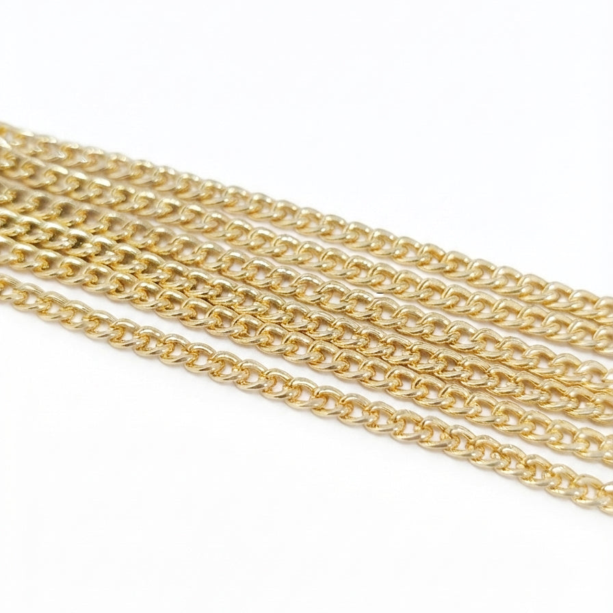 2.5mm Lite Gold Iron Alloy Chain – 2 Pieces Pack (80–85 cm Each) | DIY Jewelry Making Chain