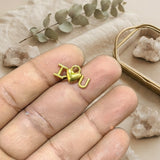 I Love U Heart Charm Pendant – Gold Love Letter Charm – 17x10 mm – 10 Pieces Pack