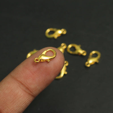 FACTORY OVERTSOCK' 1440 PIECES PACK 12MM GOLD POLISHED LOBSTER USED IN DIY JEWELLERY AND ACESSORY MAKING