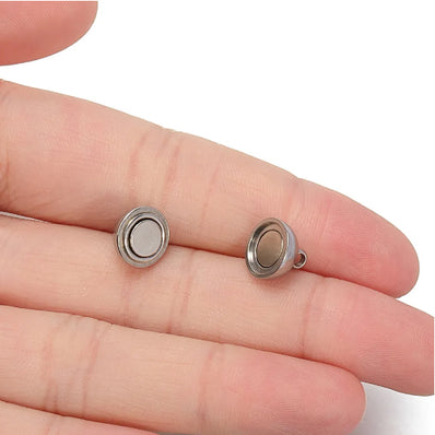 4 PIECES PACK' 8 MM ROUND MAGNETIC CLASP USED IN DIY JEWELLERY MAKING