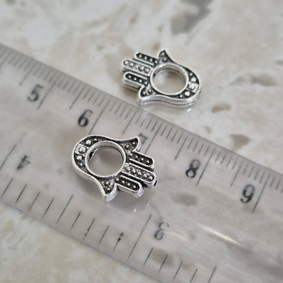 20 PIECES PACK' HAMZA HAND' SILVER OXIDIZED GERMAN SILVER BEADS