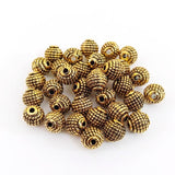 Antique Gold Plated Granular Textured Round Spacer Beads (8mm) – Pack of 20