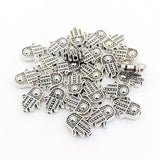Antique Silver Hamsa Hand Spacer Beads (12x7mm) for Jewelry Making – Pack of 20