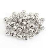 Antique Silver Rose Flower Round Spacer Beads (7x6mm) – Pack of 30