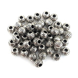 Antique Silver Dimpled Textured Round Spacer Beads (6x7mm) – Pack of 30