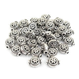 Antique Silver Flat Rondelle Flower Spacer Beads (8x10mm) – Pack of 30