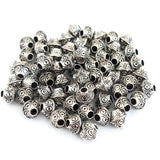 Antique Silver Bicone Spacer Beads with Swirl Design (6x7mm) – Pack of 50