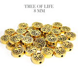 20 PIECES PACK' 8 MM APPROX' TREE OF LIFE GOLD OXIDIZED BEADS