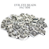 20 PIECES PACK' 10x7 MM APPROX' EVIL EYE DESIGN SILVER OXIDIZED BEADS