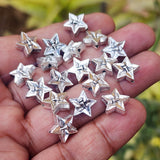 10 PIECES PACK' 10 MM'  STAR SILVER OXIDIZED GERMAN SILVER BEADS USED IN DIY JEWELLERY MAKING