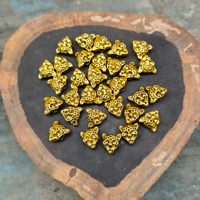 10 PIECES PACK' 9x13 MM APPROX SIZE GOLD POLISHED MINIMILISTIC LEOPARD BEADS