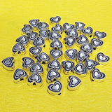 40 PIECES PACK' 6-7 MM' HEART SHAPED' SILVER OXIDIZED GERMAN SILVER BEADS USED IN DIY JEWELLERY MAKING