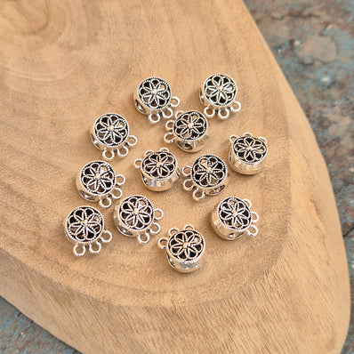 10 PIECES PACK' 12x7 MM APPROX SIZE SILVER OXIDIZED POLISHED MINIMILISTIC DESIGNER BEADS