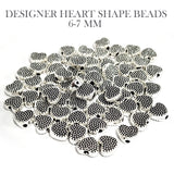 20 PIECES PACK' 6-7 MM SIZE APPROX' DESIGNER HEART SHAPE SILVER OXIDIZED BEADS