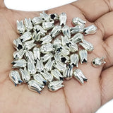 25 PIECES PACK' 9x5 MM' FLOWER SHAPED' SILVER OXIDIZED GERMAN SILVER BEADS USED IN DIY JEWELLERY MAKING