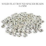 30 PIECES PACK' 3-4 MM SIZE APPROX' SOLID FLAT ROUND SPACER SILVER POLISHED BEADS