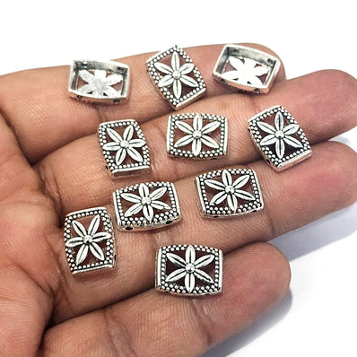 10 PIECES PACK' 12x10 MM APPROX SIZE' SILVER OXIDIZED SPACER BAR LINK CONNECTOR BEADS