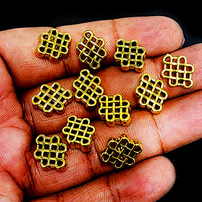 15 PIECES PACK' 12x9 MM' ' GOLD OXIDIZED GERMAN SILVER BEADS USED IN DIY JEWELLERY MAKING