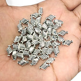 50 PIECES PACK' 9x5 MM' FLOWER 'SILVER OXIDIZED GERMAN SILVER BEADS USED IN DIY JEWELLERY MAKING