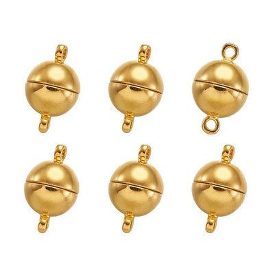 8mm Gold Magnetic Clasp for Jewelry Making – 5 Pieces Pack | Round Ball Jewelry Clasp
