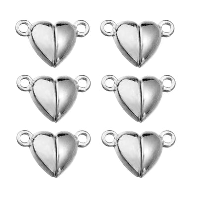 15x9mm Silver Magnetic Heart Clasp – 5 Pieces Pack | Jewelry Making Clasp