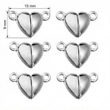 15x9mm Silver Magnetic Heart Clasp – 5 Pieces Pack | Jewelry Making Clasp