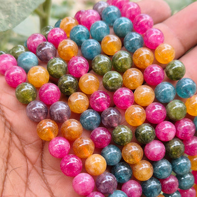 JADE TOURMALINE QUARTZ' 1 STRING/LINE PACK OF 8 MM 46-47 BEADS APPROX