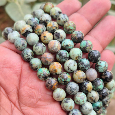 AFRICAN TURQUOISE' 1 STRING/LINE PACK OF 8 MM 46-47 BEADS APPROX