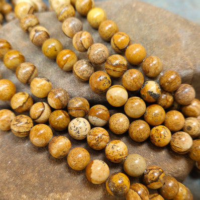 PICTURE JASPER' 1 STRING/LINE PACK OF 8 MM 46-47 BEADS APPROX
