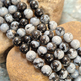 SNOWFLAKE OBSIDIAN' 1 STRING/LINE PACK OF 8 MM 46-47 BEADS APPROX