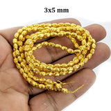 100 PIECES PACK' 18 K MICRON PLATED 3x5 MM SIZE' BRASS BEADS