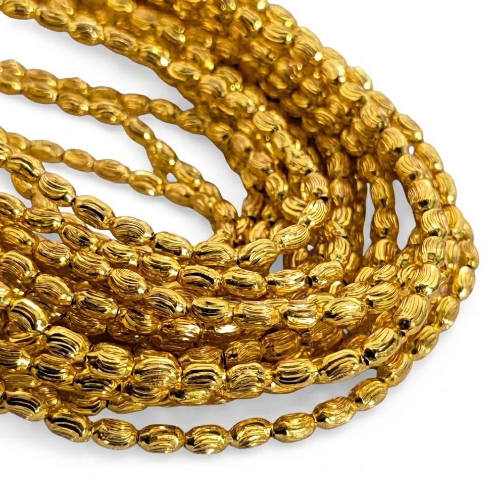100 PIECES PACK' 18 K MICRON PLATED 3x5 MM SIZE' BRASS BEADS