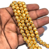 50 Pcs. Pkg. 22k Gold Plated Beads Long lasting plating, Diamond Cut  in size about 8mm,  Round shape