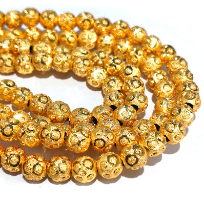 50 Pcs. Pkg. 22k Gold Plated Beads Long lasting plating, Diamond Cut  in size about 8mm,  Round shape