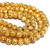 50 Pcs. Pkg. 22k Gold Plated Beads Long lasting plating, Diamond Cut  in size about 8mm,  Round shape