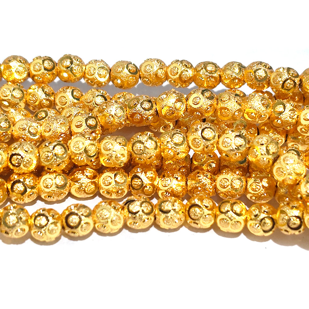100 Pcs. Pkg. 22k Gold Plated Beads Long lasting plating, Diamond Cut  in size about 5mm, round shpae