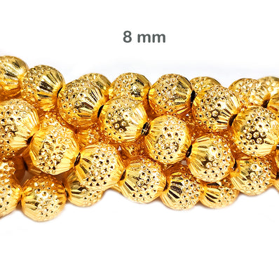 50 Pcs. Pkg. 22k Gold Plated Beads Long lasting plating, Designer Cut in size about 8mm, Round Shape