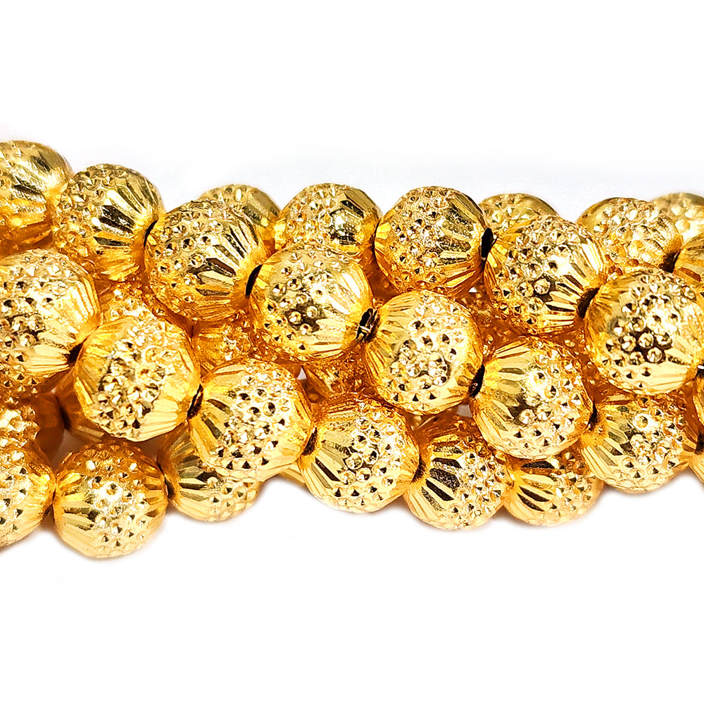 50 Pcs. Pkg. 22k Gold Plated Beads Long lasting plating, Designer Cut in size about 6mm, Round Shape