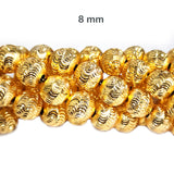 50 Pcs. Pkg. 22k Gold Plated Beads Long lasting plating, Diamond Cut in size about 8mm, Round Shape