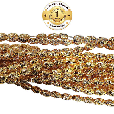 100 Pcs. Pkg. 22k Gold Plated Beads Long lasting plating, Diamond Cut  in size about 6x4 mm, Oval Shape