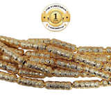 100 Pcs. Pkg. 22k Gold Plated Beads Long lasting plating, Diamond Cut  in size about 12x3mm, Tube Capsule Shape