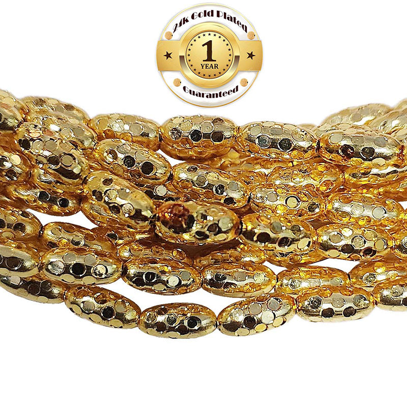 100 Pcs. Pkg. 22k Gold Plated Beads Long lasting plating, Oval Shape, –  Madeinindia Beads