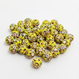 8 mm Meenakari Rhinestone Ball Beads | Green & Yellow Tone Decorative Round Beads | 10 Pieces Pack