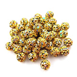 8mm Black Meenakari Rhinestone Ball Beads – Gold Plated Decorative Spacer Beads for Jewelry Making | 10 Pieces Per Pack